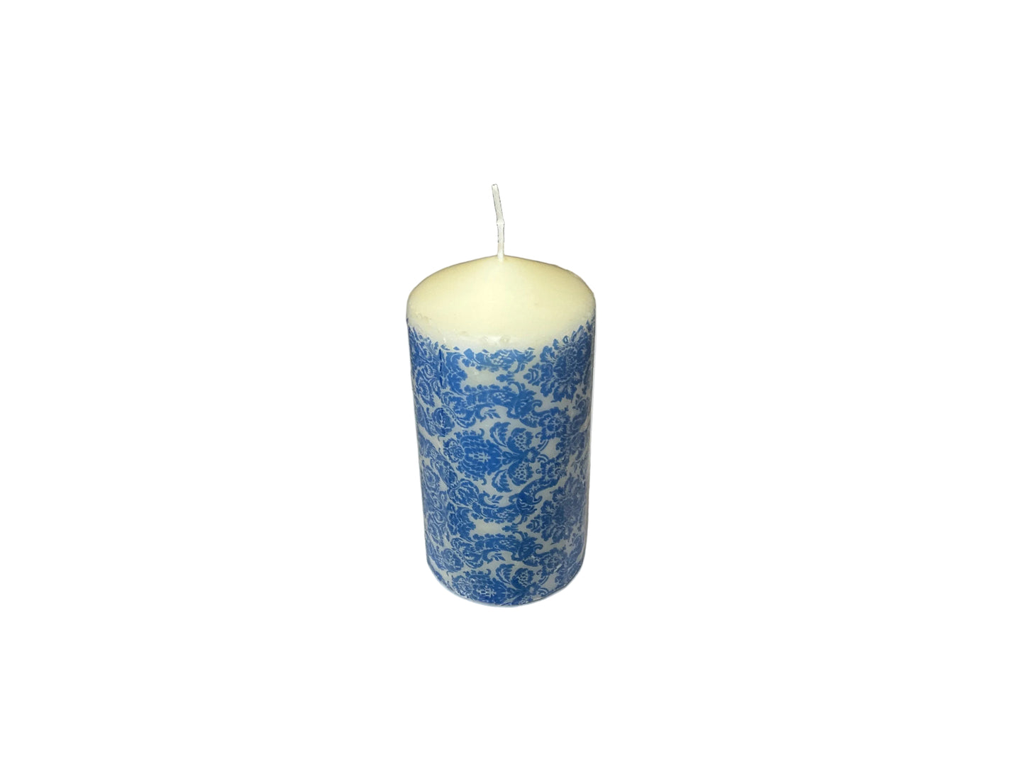 Blue Pattern Pillar Candle