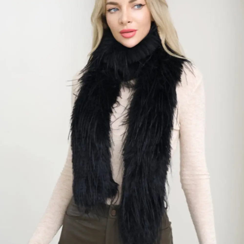 Fur Shaggy Scarf - Black