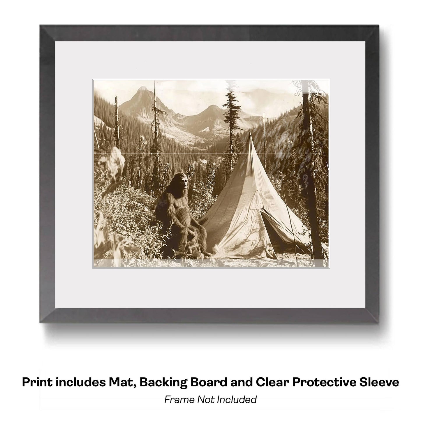 Vintage Photograph of Bigfoot Summer Memory Cryptids Art Prints - Bigfoot Prints – 8″x10″ Artwork in 11″x14″ Mat