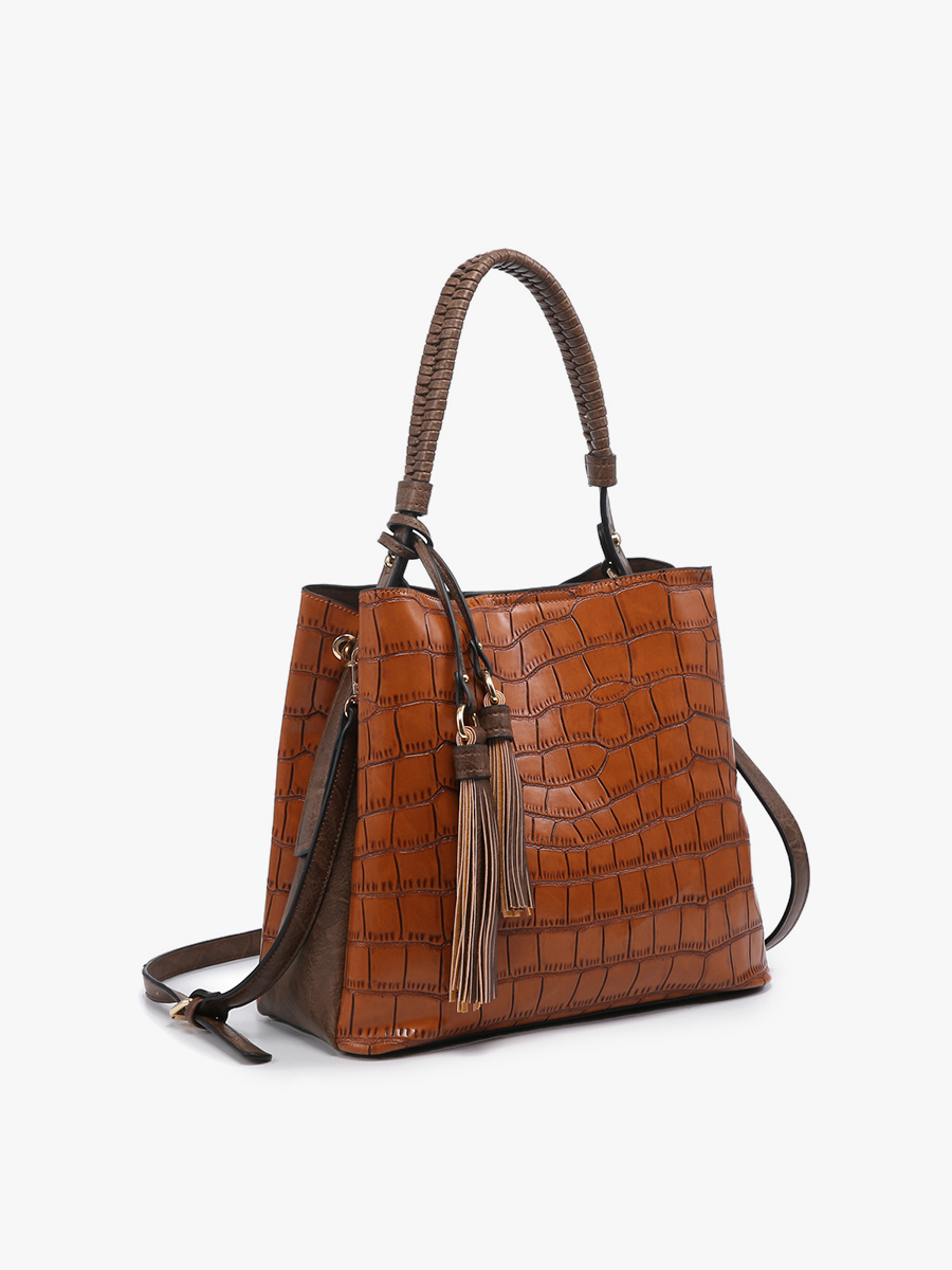 Olivia Crocodile Hobo Bag – Contrast Style | M1895CROC : Black