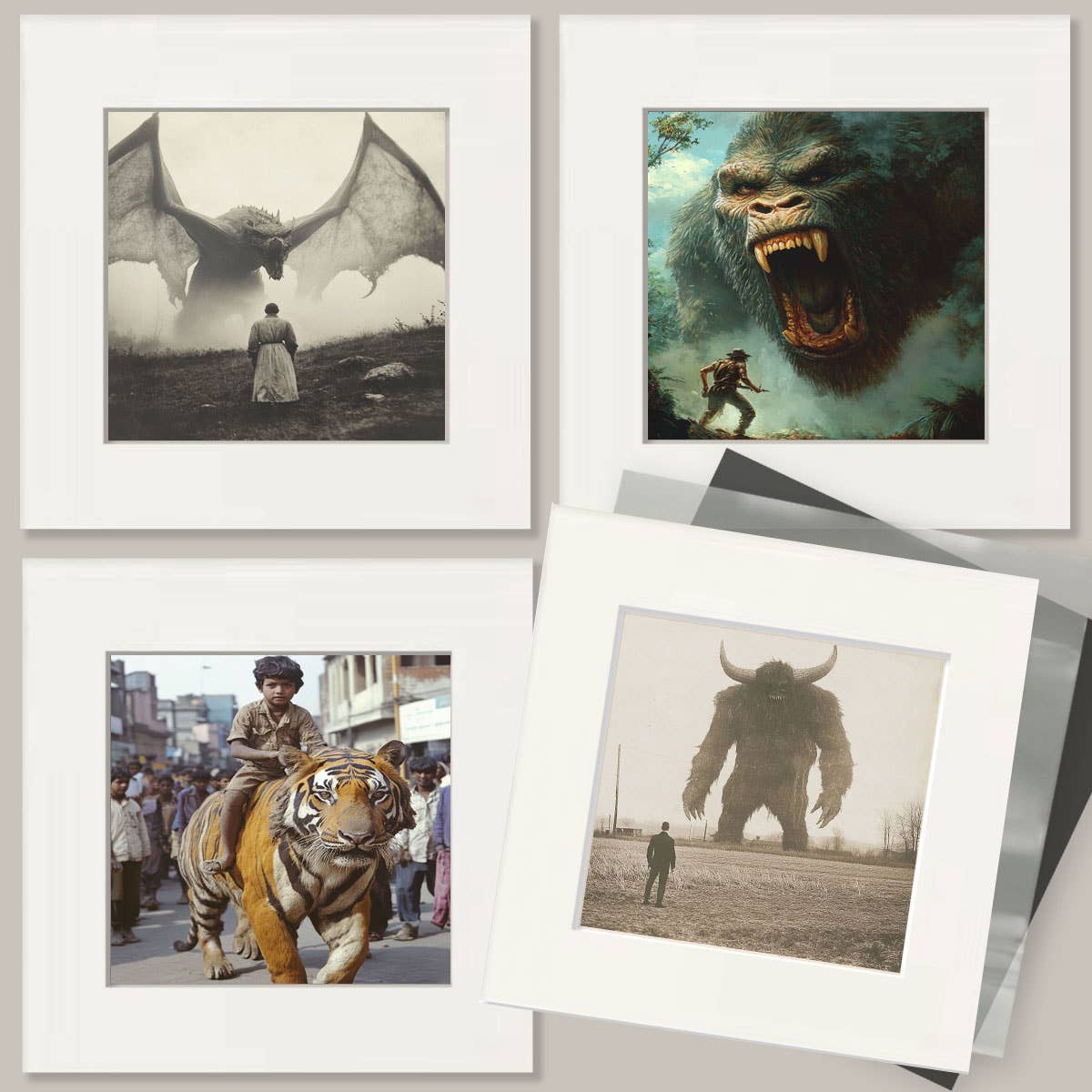 Cowgirl with Bigfoot - Sasquatch Art Prints - 8"x10" Art Print for 11"x14" Frame