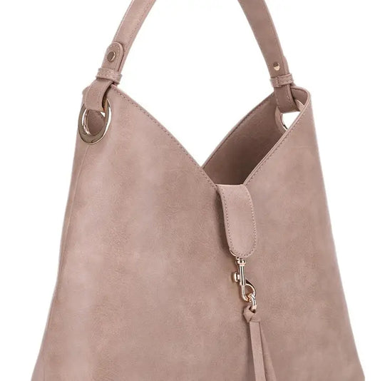Clasp with Tassel Accent Women's Hobo Shoulder Bag