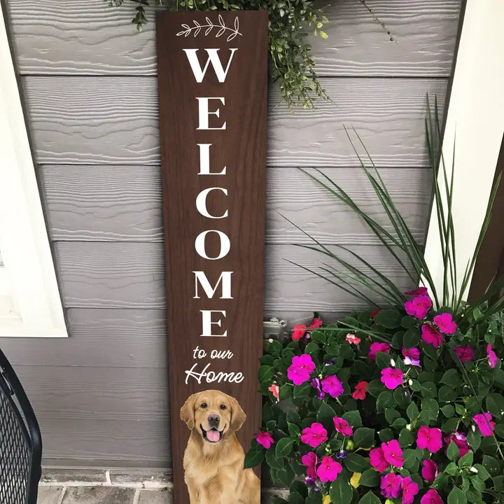 Golden Retriever Welcome Sign