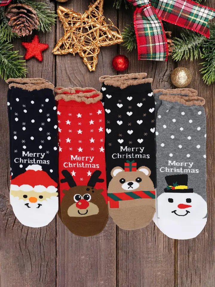 Assorted Fuzzy Christmas Socks