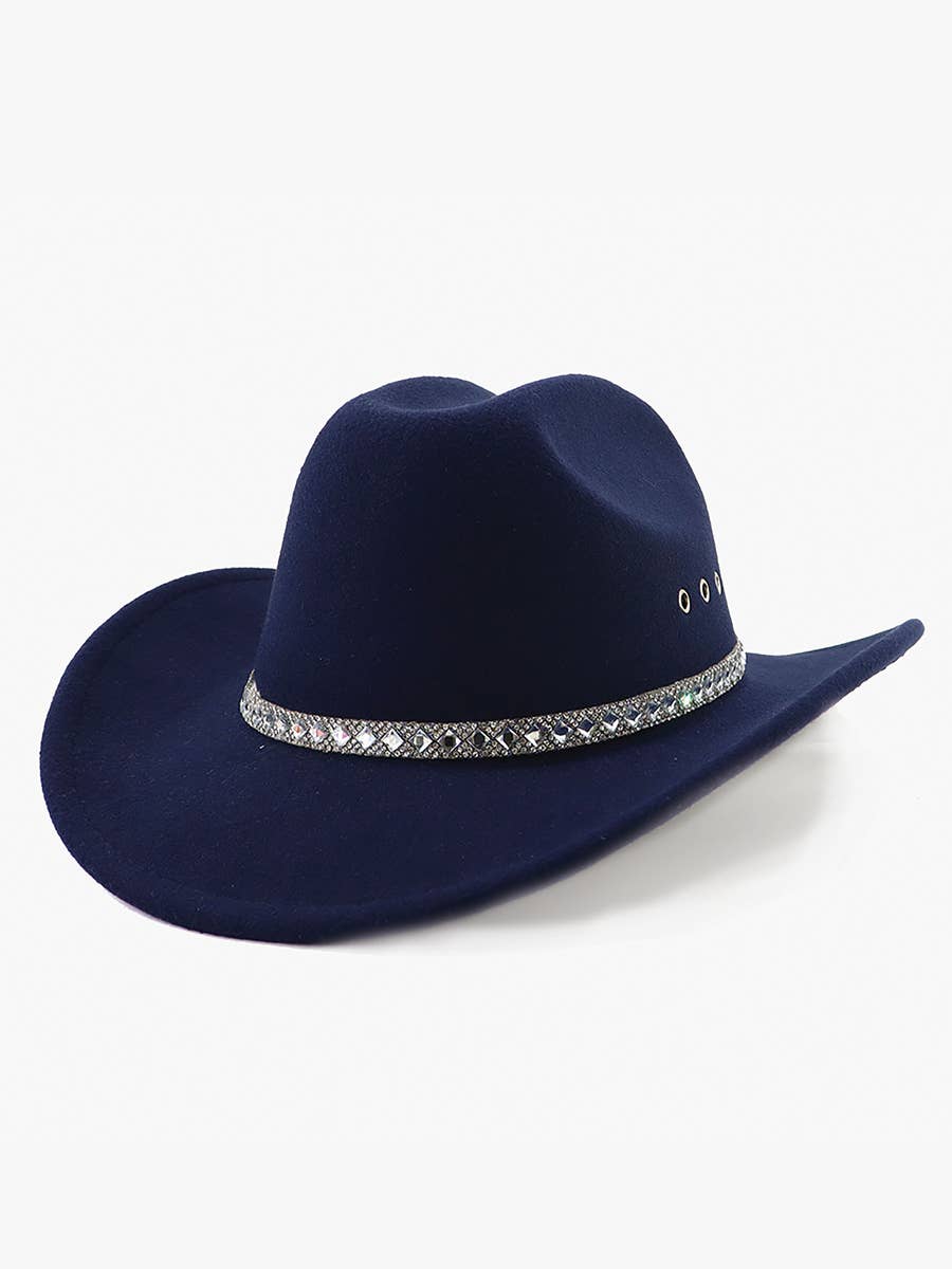 Baye Cowboy Hat – Rhinestone Band Eyelets | HAT2664: Black