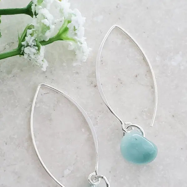Silver Marquis Earrings in Sky Blue