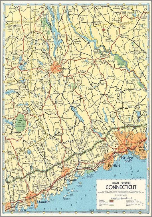 Postcard CT-274 Map of Connecticut