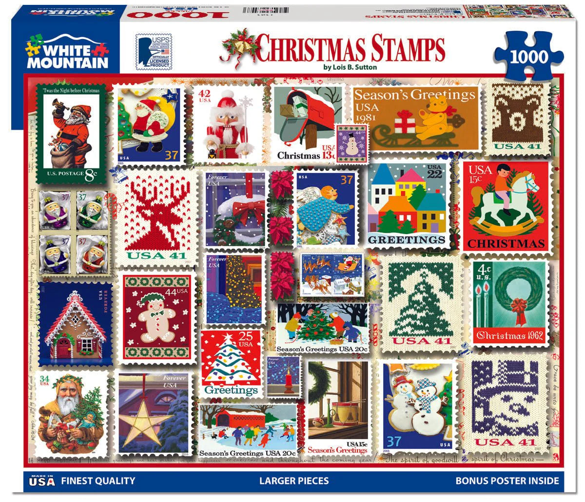 Christmas Stamps - 1000 Piece Jigsaw Puzzle