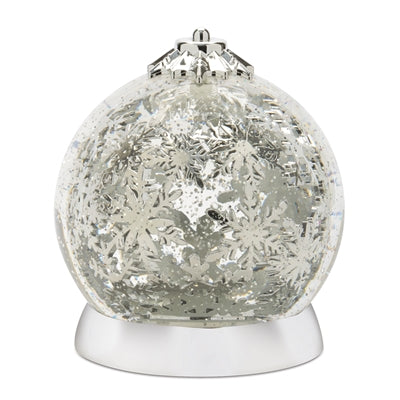 Silver Rotating Snowflake Snow Globe