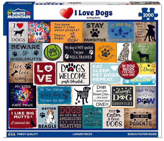I Love Dogs - 1000 Piece Jigsaw Puzzle