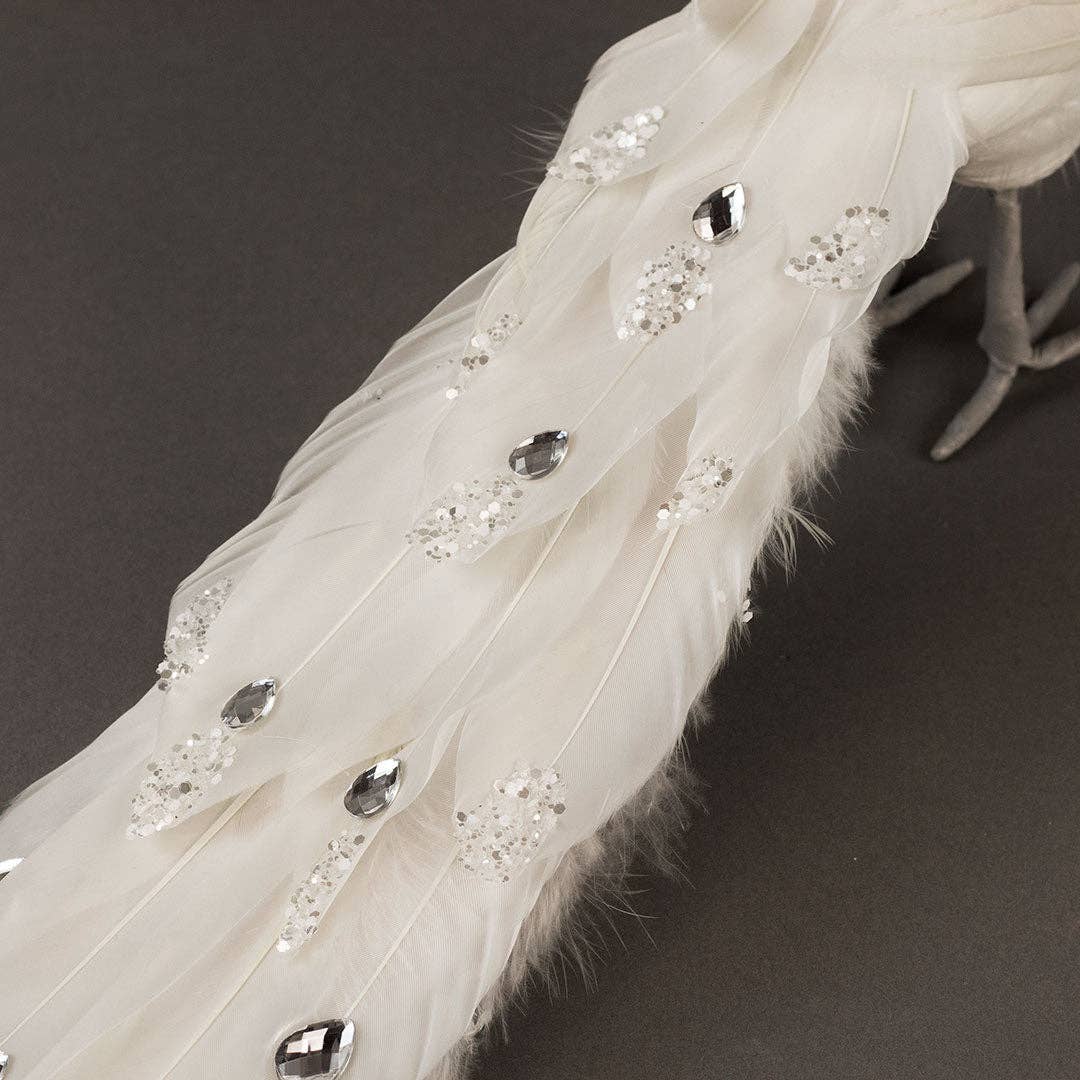 White Peacock Ornament: 15"