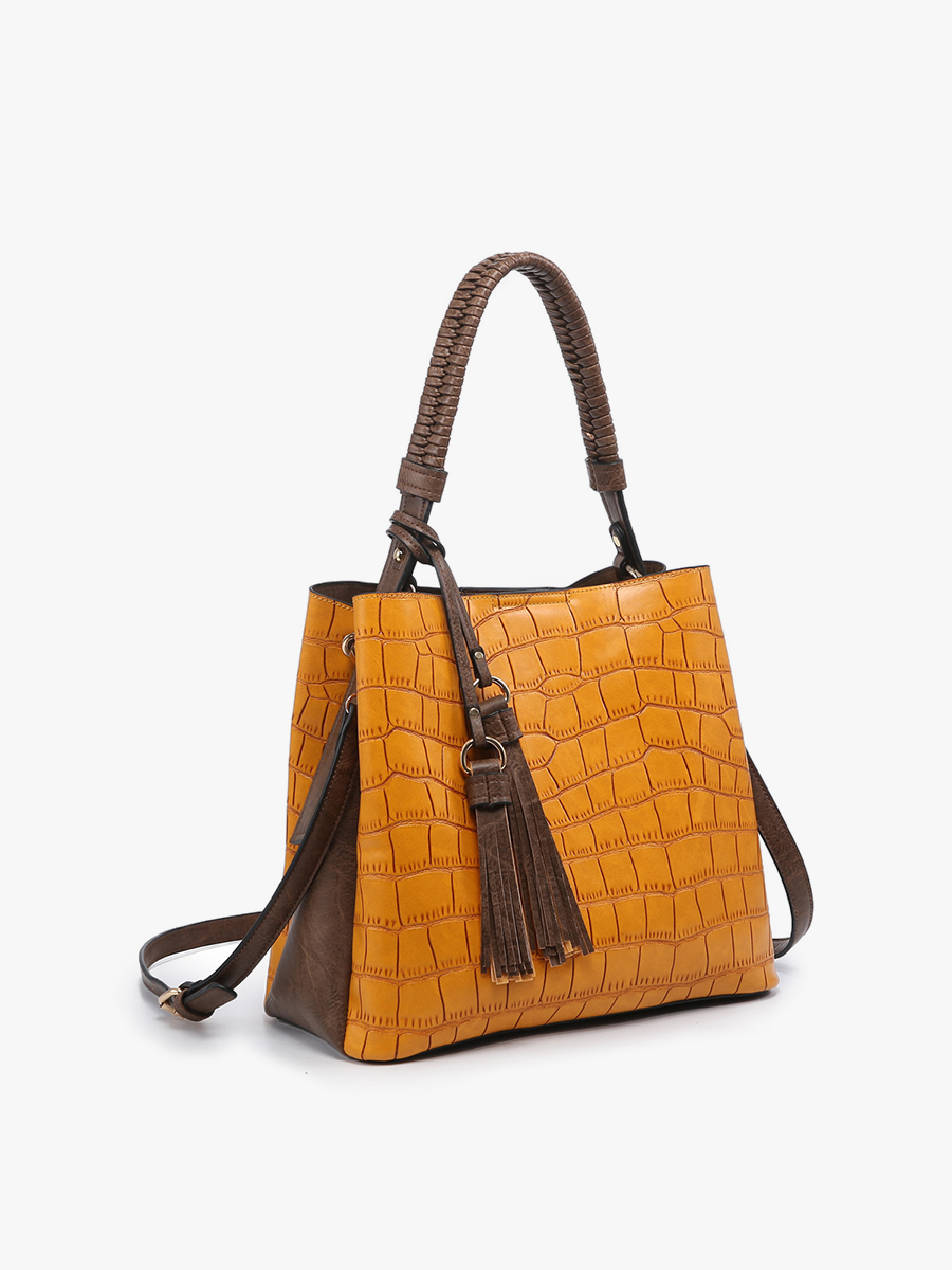 Olivia Crocodile Hobo Bag – Contrast Style | M1895CROC : Black