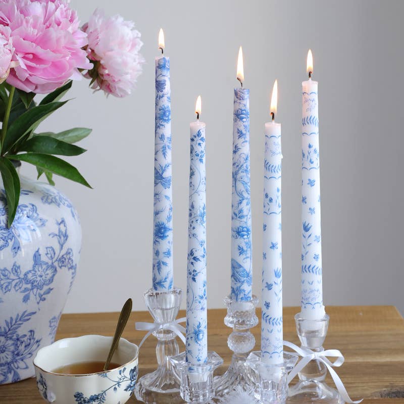 2pcs 25CM Blue and White Porcelain Smokeless Taper Candle: #4