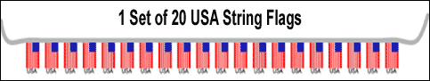 30ft String Flag Set of 20 USA Flags