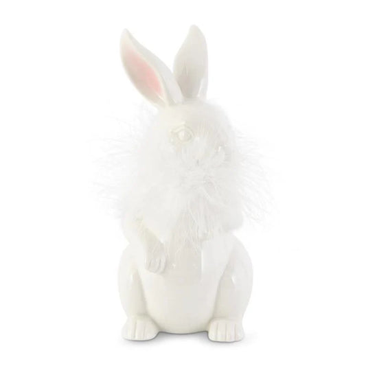 7.75 inch White Porcelain Feathered Bunny