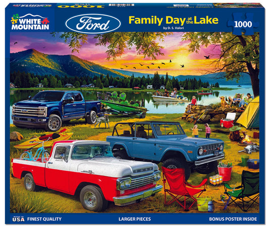 Family Day At The Lake-Ford - 1000 Piece Jigsaw Puzzle