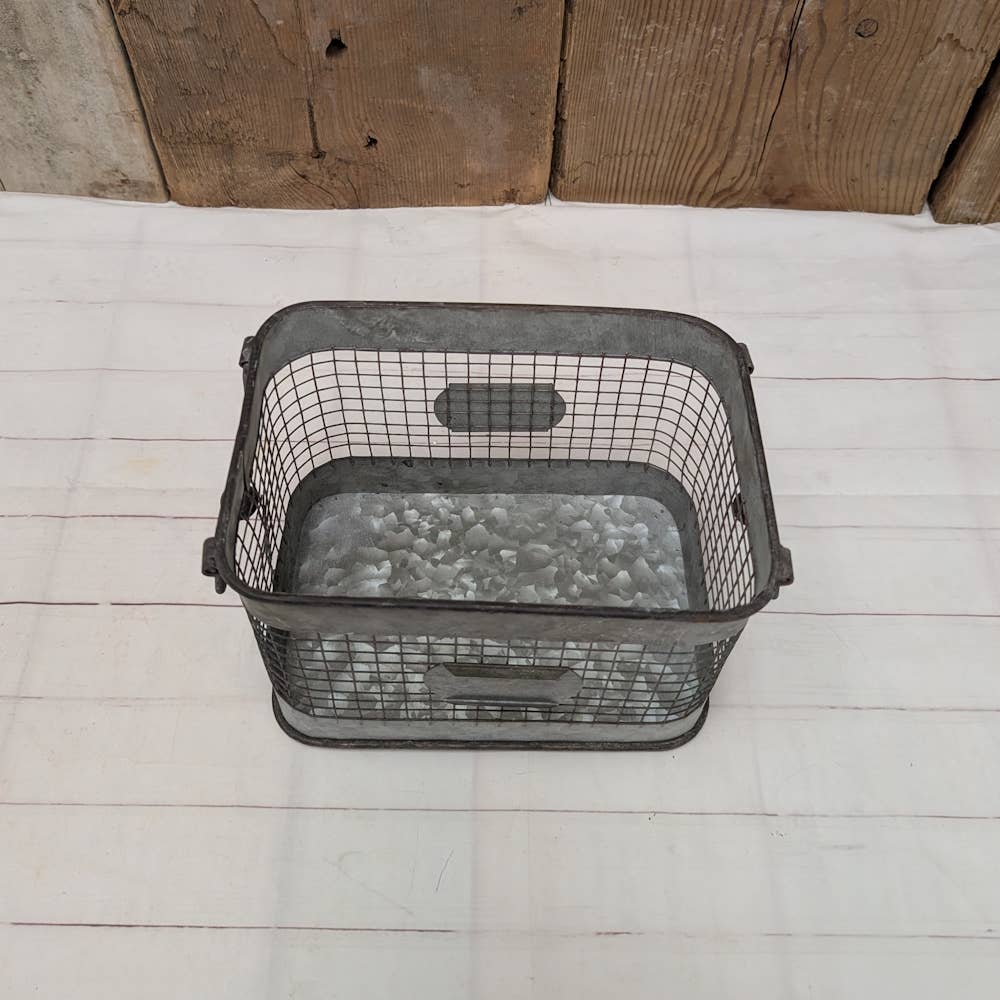 Galvanized Basket with Handles