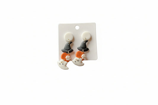 Halloween Hat Pumpkin Ghost Earrings