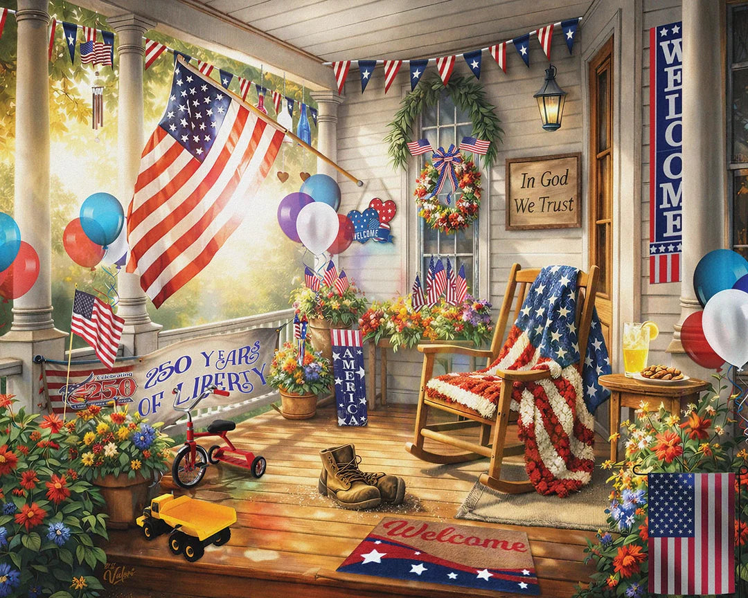 Patriotic Porch - 1000 Piece Jigsaw Puzzle