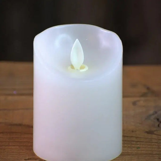 White Timered Moving Flame LED Candle 3x4in | default - #CQ298