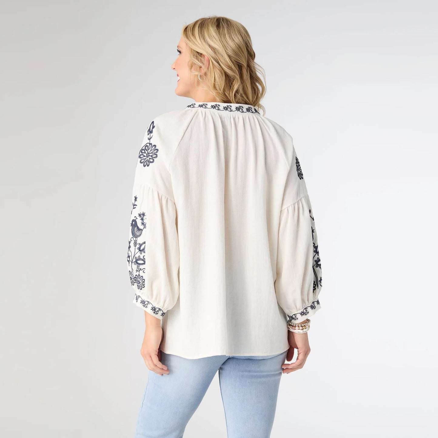 Karen Long Sleeve V-Neck Top - Natural L/XL