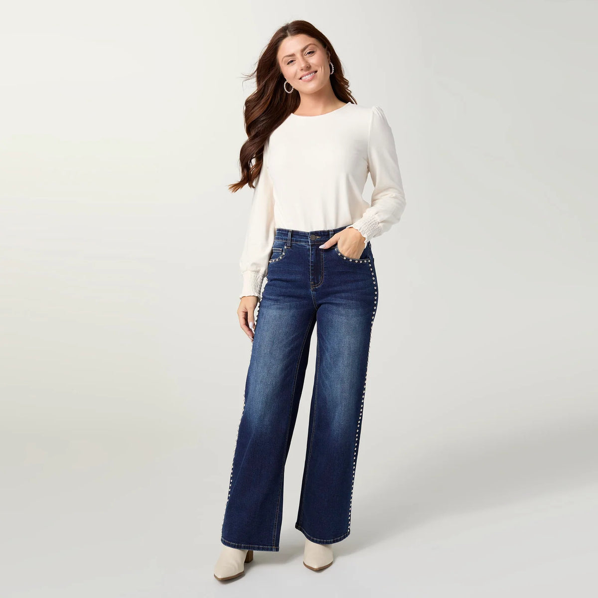 EverStretch Wide Leg with Stud Details