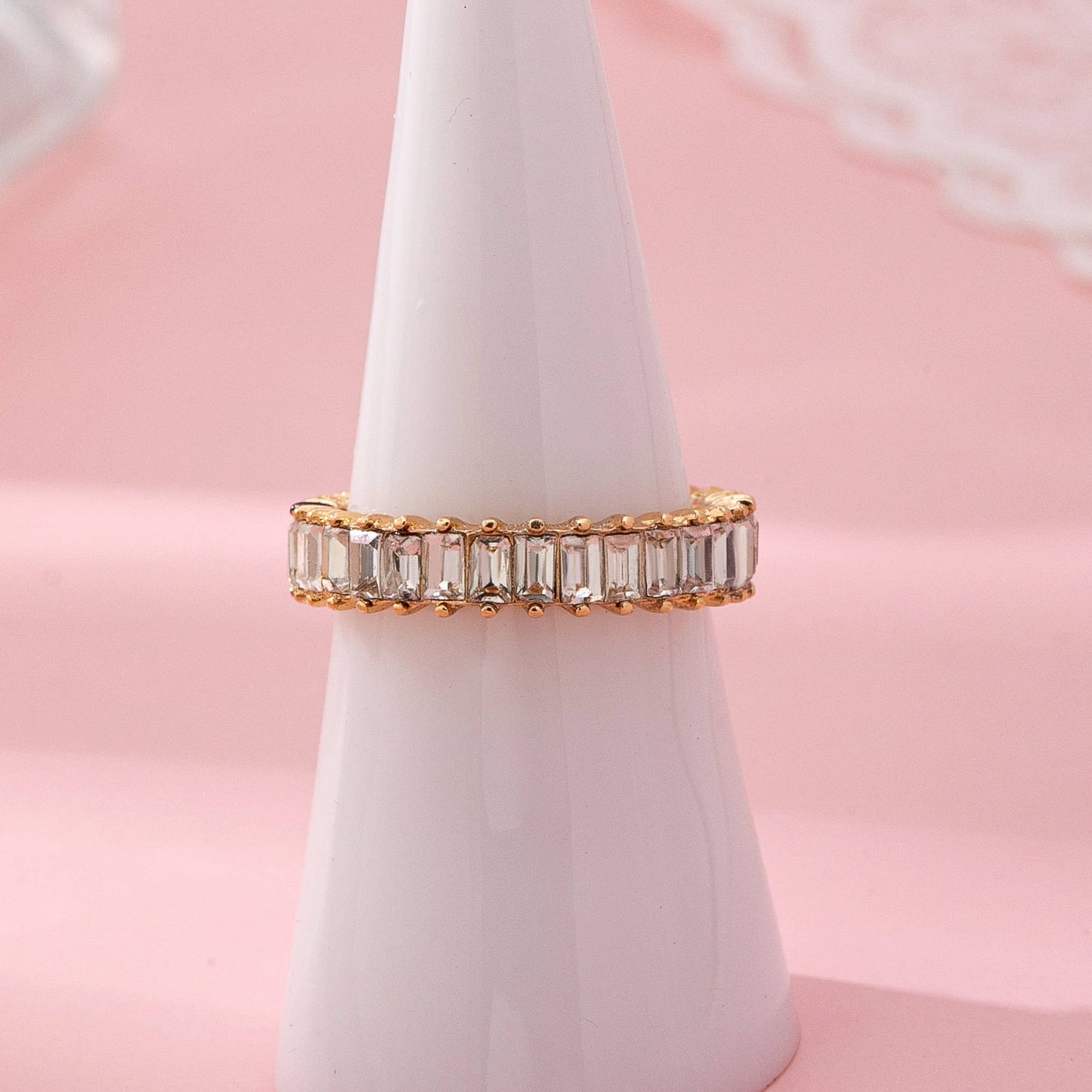 ETERNITY BAGUETTE CRYSTAL RING | 80R206: Gold