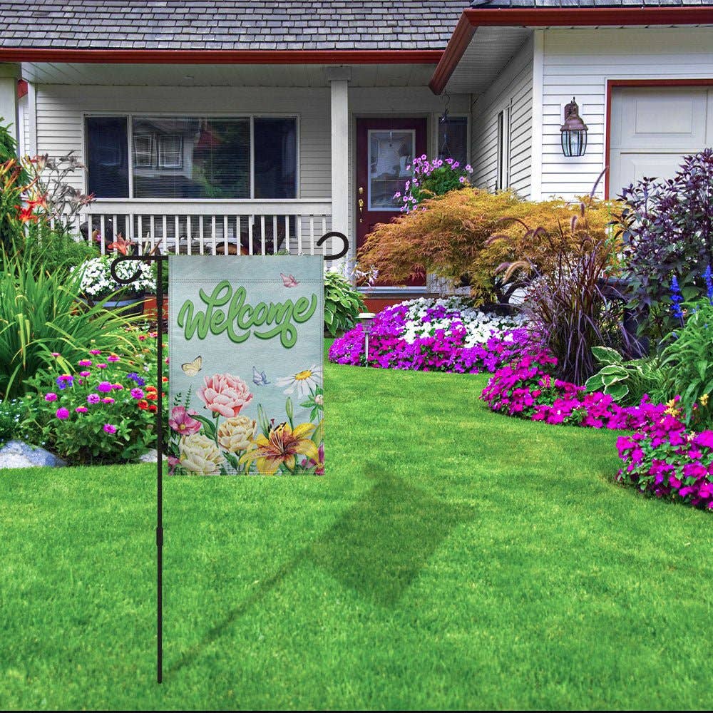 H&G Studios Welcome (Spring Flowers) 12x18in Garden Flag