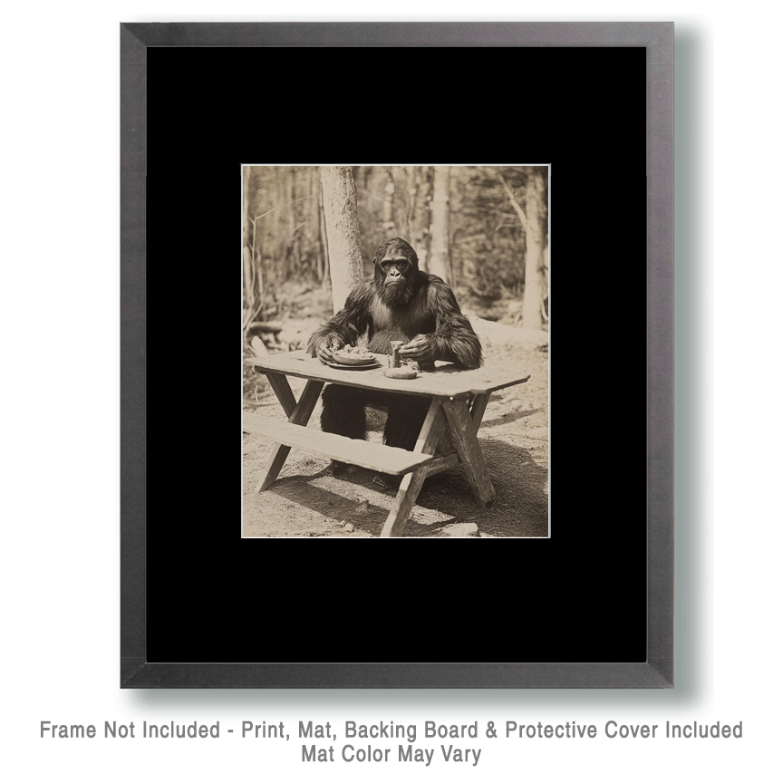 Sasquatch Picnic - Bigfoot - Mythical Beasts Wall Art Prints – 8″x10″ Artwork for 11″x14″ Frame