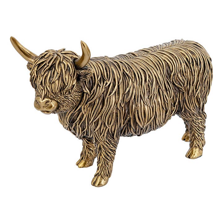 Gold Metal Highland Cow Figure - 2 style options: Single