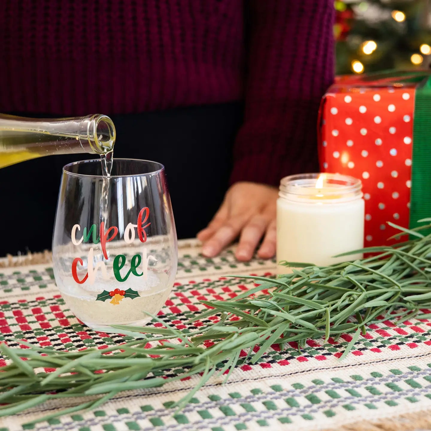 Festive Cup of Cheer Wine Glass