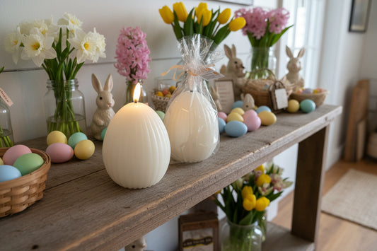 5.25 Inch White Accordion LED Egg Candle w/Timer