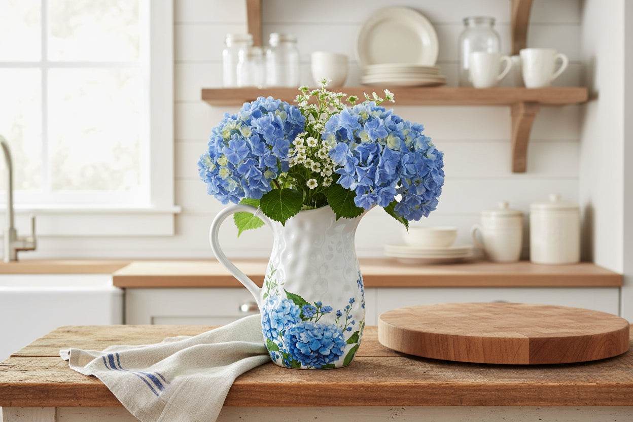 2QT Pitcher-Hydrangea
