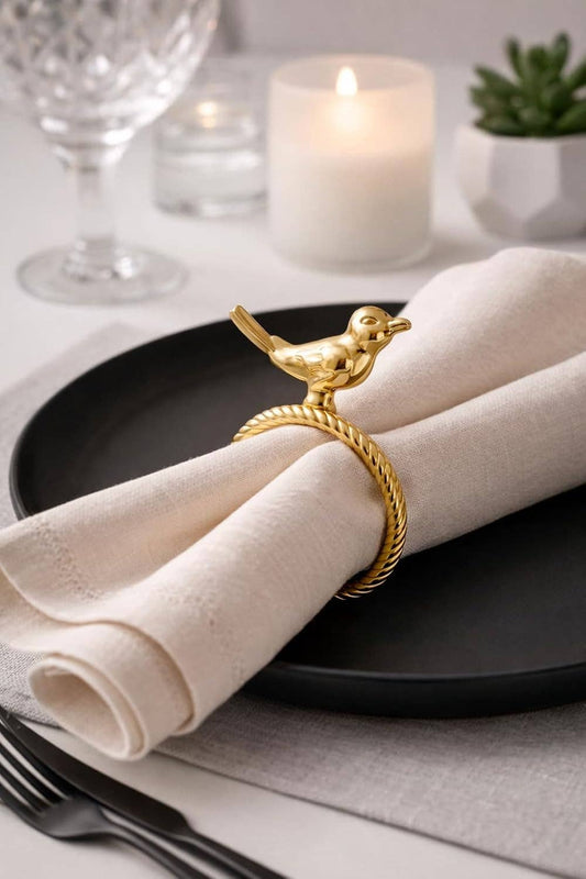 Bird Metal Napkin Ring: Gold (Set of 4)