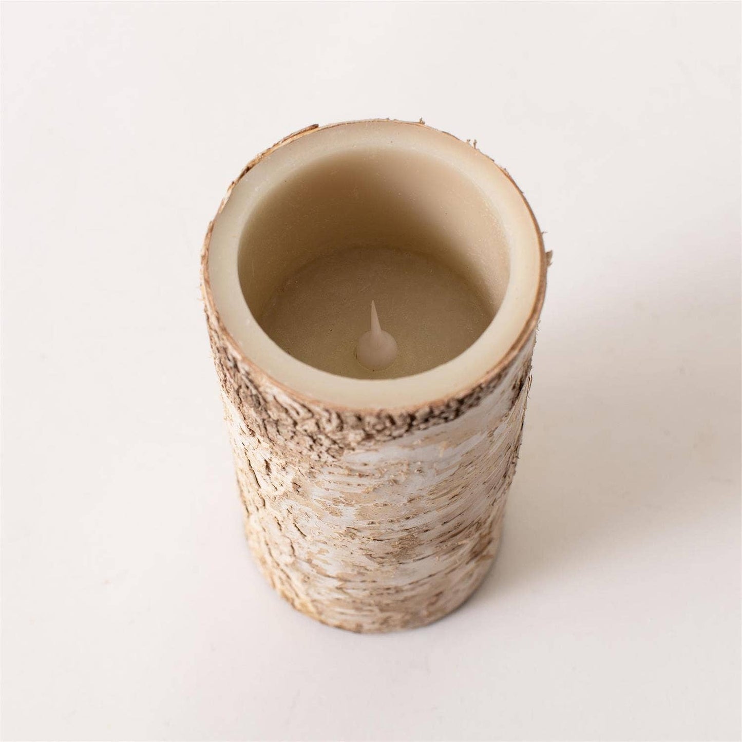 Faux Birch Bark LED Candle