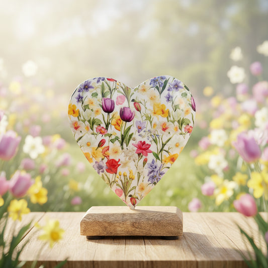 Flower Heart on Base-5"H