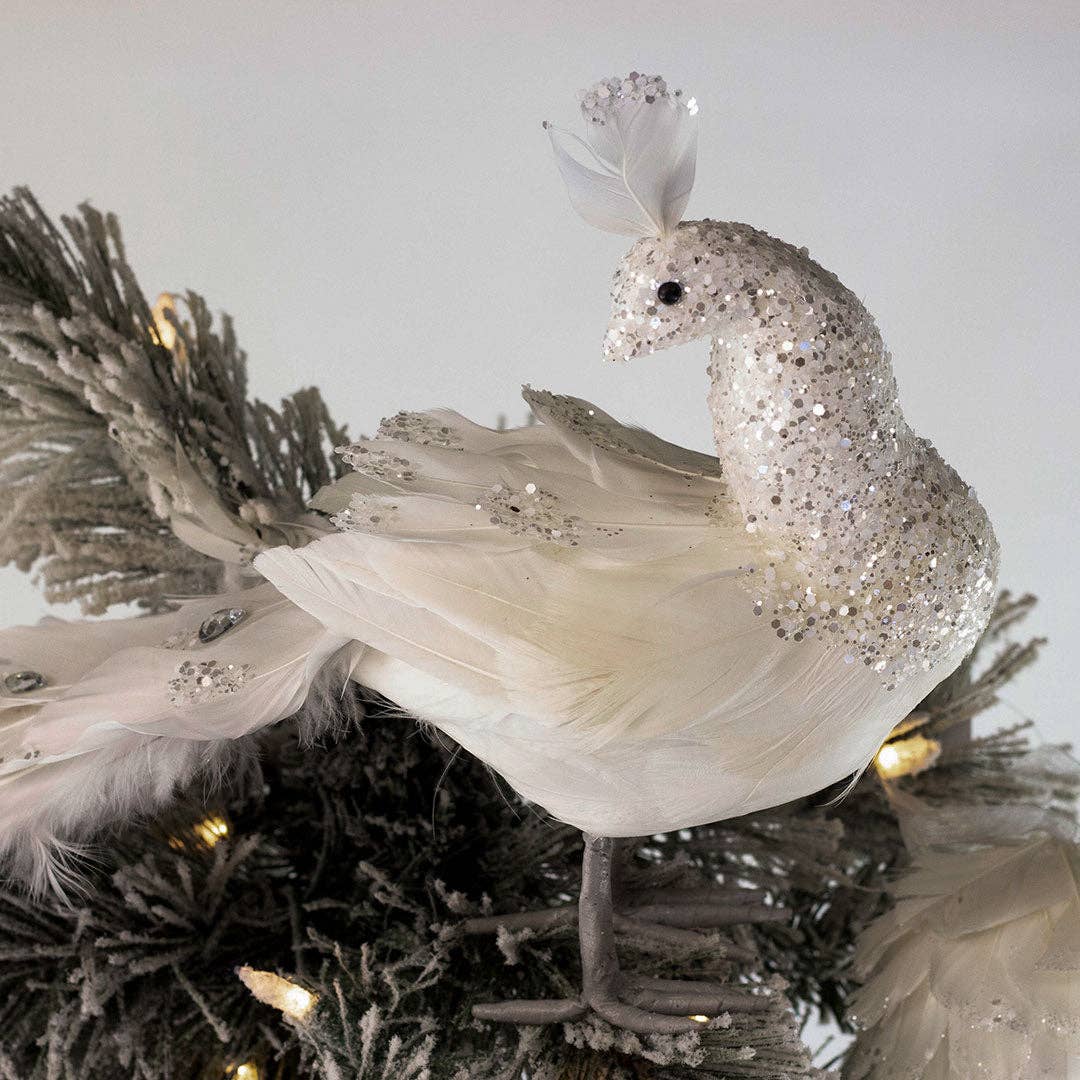 White Peacock Ornament: 18"