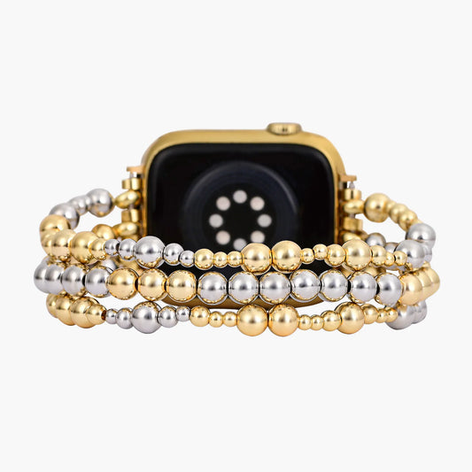 Sterling Gold Stretch Apple Watch Strap-Large