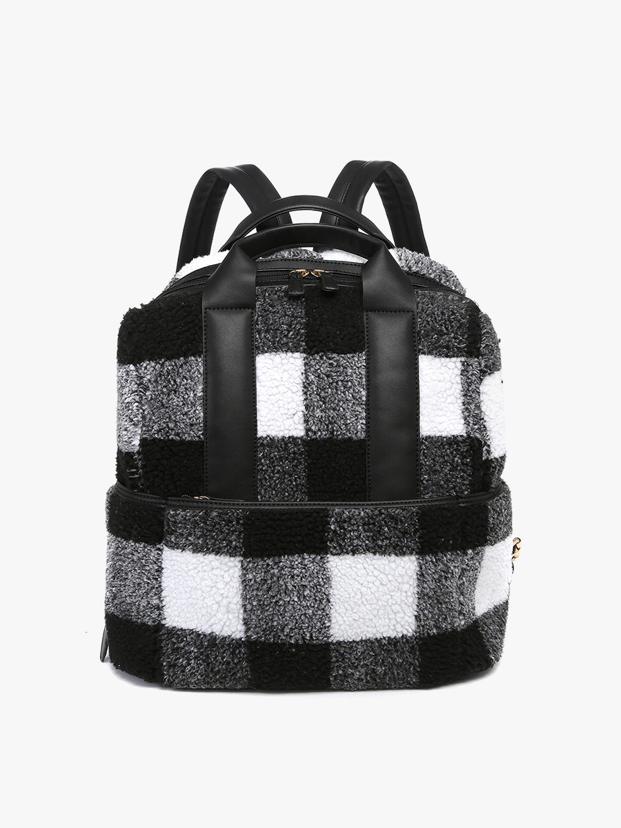 Hattie Sherpa Backpack w/ Guitar Strap | BP2105SHP: Black/White