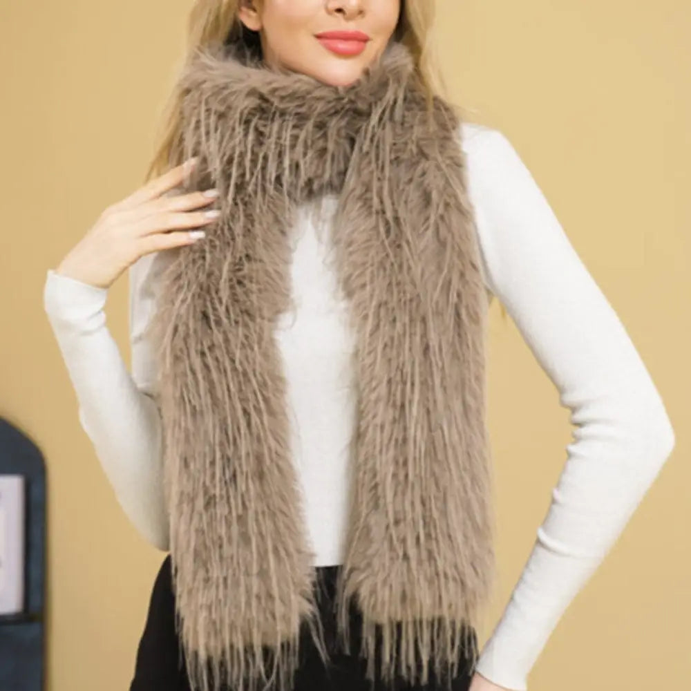 Fur Shaggy Scarf - Khaki