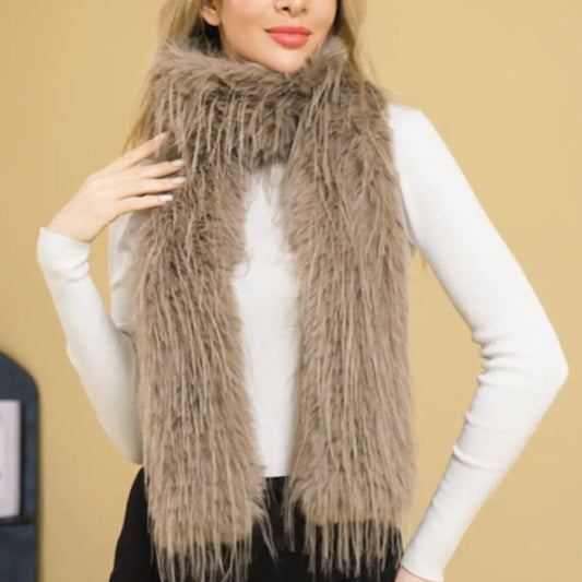 Fur Shaggy Scarf - Khaki