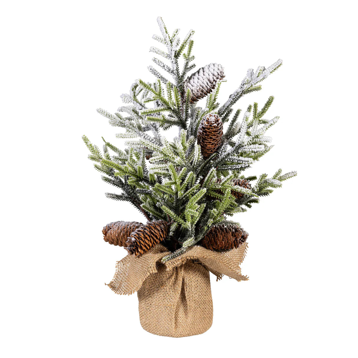 17.5" Indoor/Outdoor Artificial Winter Artificial Tree in Burlap Sack