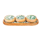 Olive Oasis-3 Section Wood Server w/Bowls