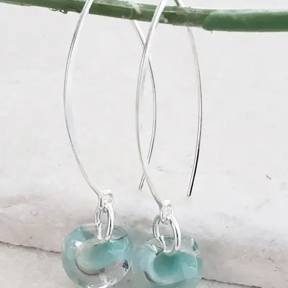 Silver Marquis Earrings in Sky Blue
