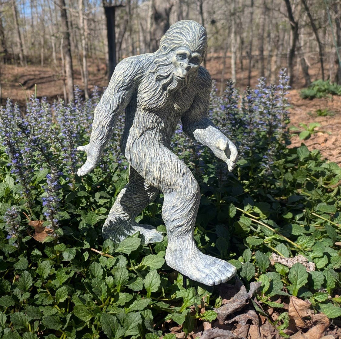 Bigfoot Classic Standing Statue 11.5 inch H w/ metal stake: Stonewash
