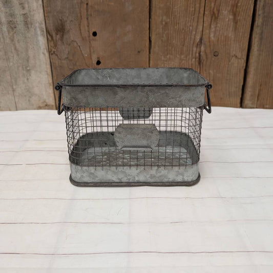 Galvanized Basket with Handles