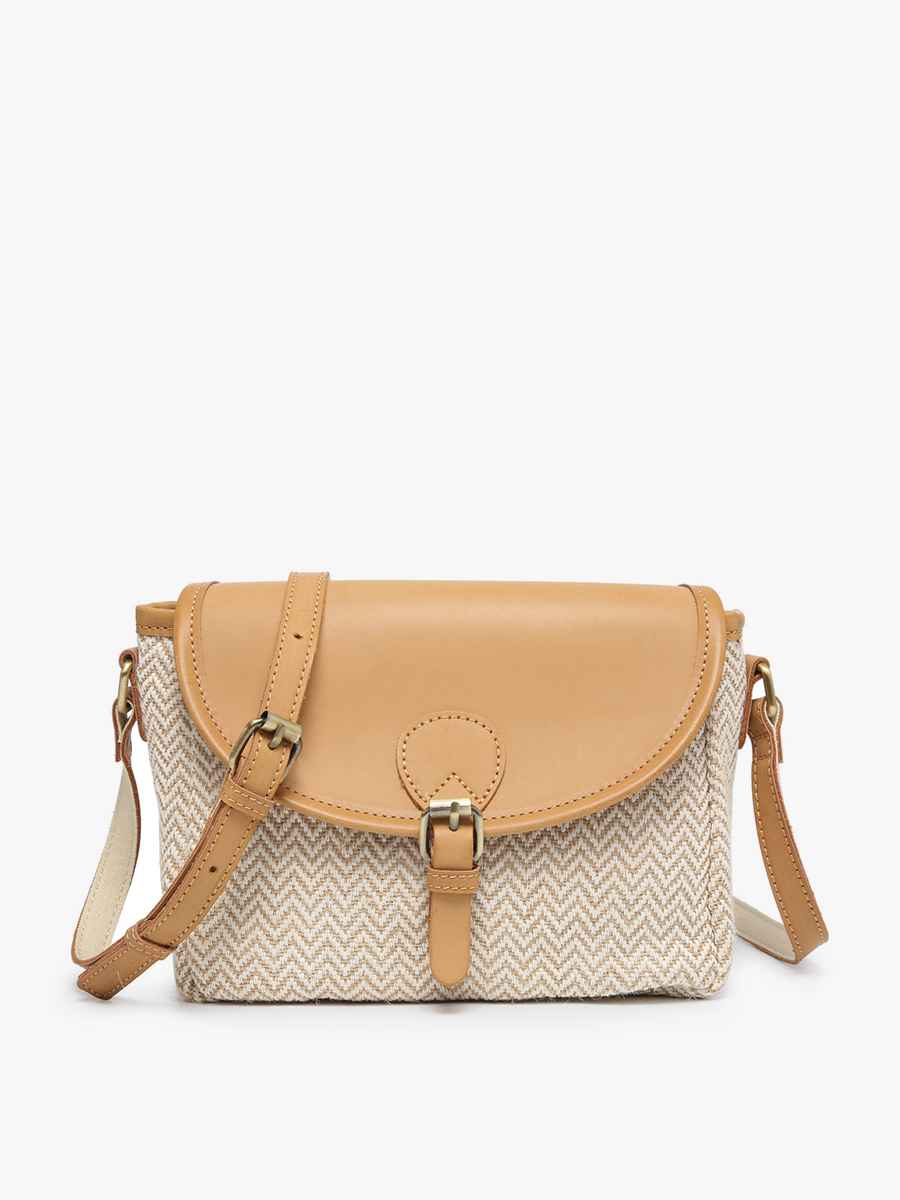 Erin Woven Crossbody w/ Vegan Leather Accents | M2064 : Herringbone/Taupe