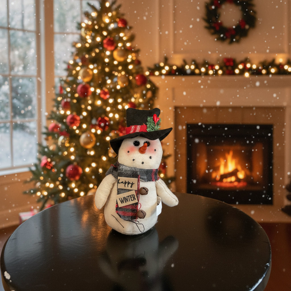 Snowmen Wearing Plaid Scarves
