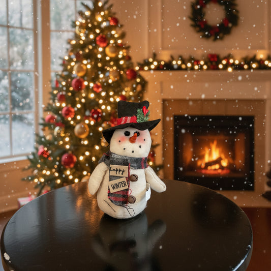 Snowmen Wearing Plaid Scarves