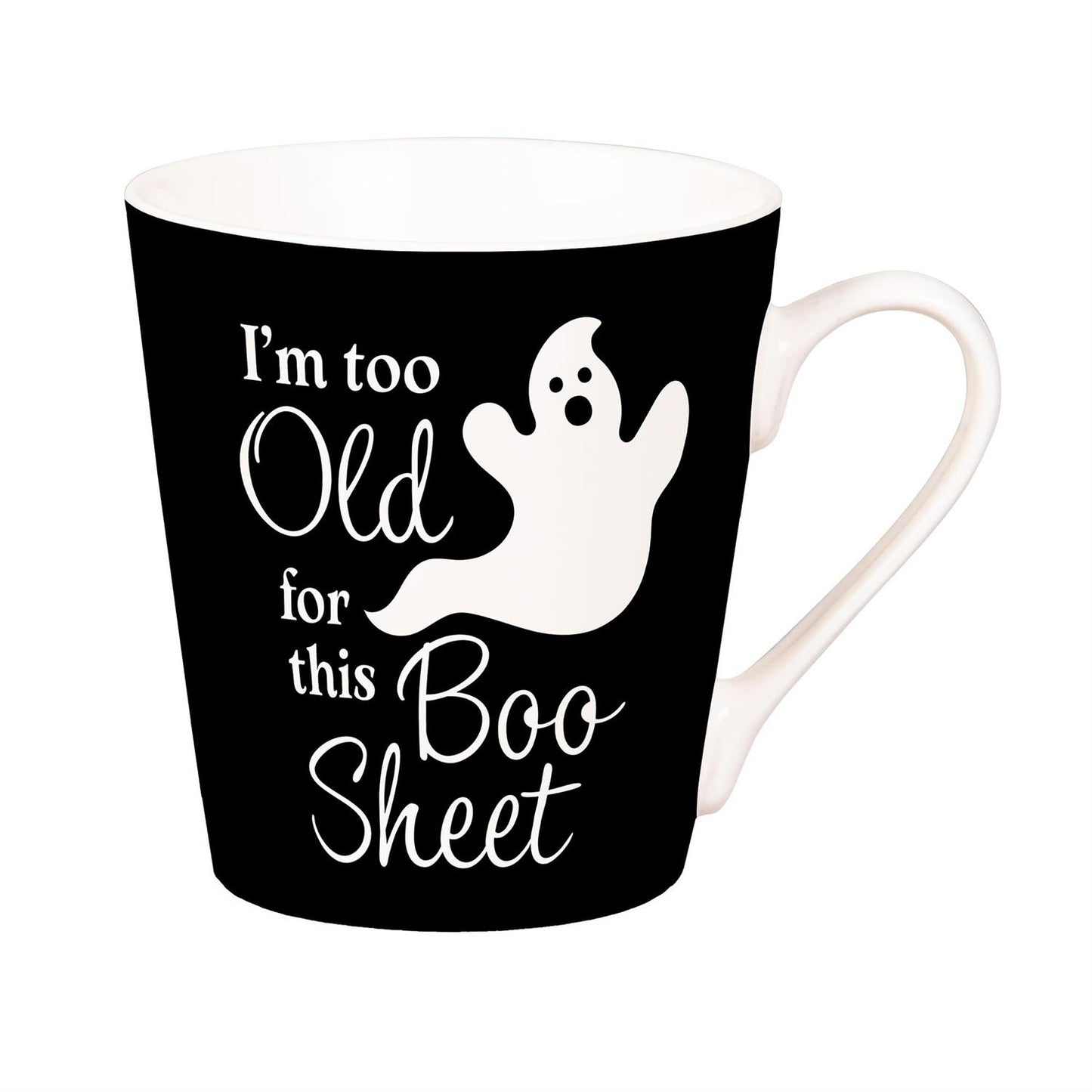 “I’m Too Old For This Boo Sheet” Ceramic Cup & Black Socks